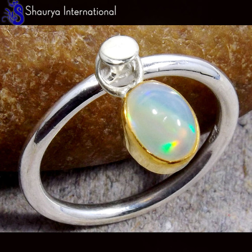 Ethiopian Opal A - SFJ881-Sparkling Ethiopian Opal Gold Plated Black Rhodium Rings 925 Sterling Silver Ethiopian Opal A - SFJ881-Sparkling Ethiopian Opal Gold Plated Black Rhodium Rings 925 Sterling Silver