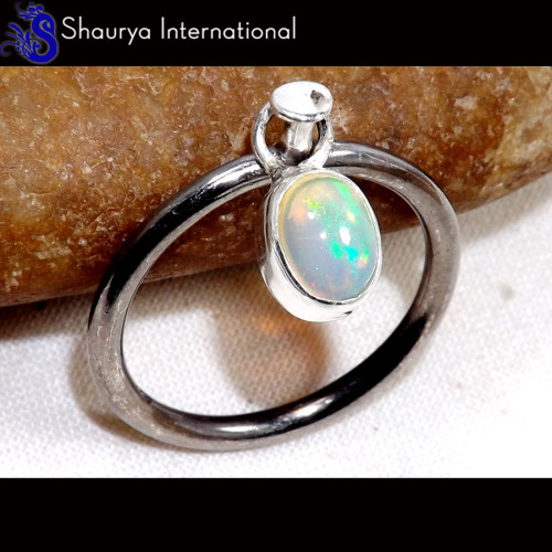 Ethiopian Opal B - SFJ881-Sparkling Ethiopian Opal Gold Plated Black Rhodium Rings 925 Sterling Silver Ethiopian Opal B - SFJ881-Sparkling Ethiopian Opal Gold Plated Black Rhodium Rings 925 Sterling Silver