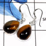 Tiger Eye H - SPE769-Natural Tiger Eye Gemstone Plain Silver Earrings 925 Sterling Silver