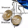 Golden Rutile E - SPE768-Elegant Golden Rutile Handmade Plain Silver Earrings 925 Sterling Silver