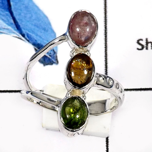 Tourmaline Cab O - SDR553-Exclusive Tourmaline Cab Wedding Special Wholesale Rings 925 Sterling Silver