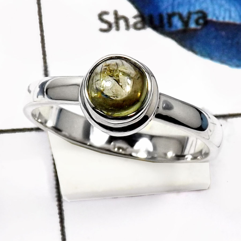 Tourmaline Cab F - PSR739-Attractive Tourmaline Cab Handmade Plain Setting Ring 925 Sterling Silver