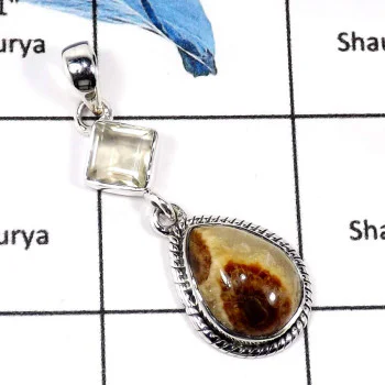 Septarian & Lemon Quartz A - SD470-Exclusive Septarian & Lemon Quartz Wholesale Designer Pendants 925 Sterling Silver Septarian & Lemon Quartz A - SD470-Exclusive Septarian & Lemon Quartz Wholesale Designer Pendants 925 Sterling Silver