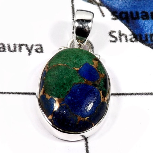 Mohave Azurite C - SD469-Natural Gemstone Mohave Azurite Handmade Designer Pendants 925 Sterling Silver