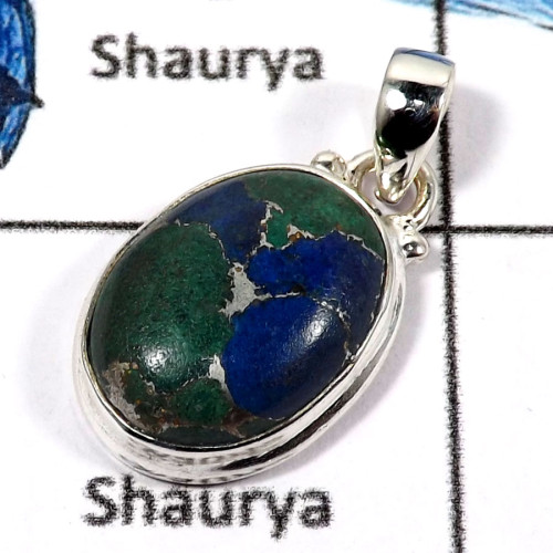 Mohave Azurite E - SD469-Natural Gemstone Mohave Azurite Handmade Designer Pendants 925 Sterling Silver