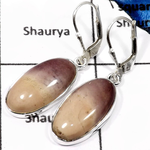 Mookaite C - SPE765-Exclusive Mookaite Gemstone Handmade Plain Earrings 925 Sterling Silver