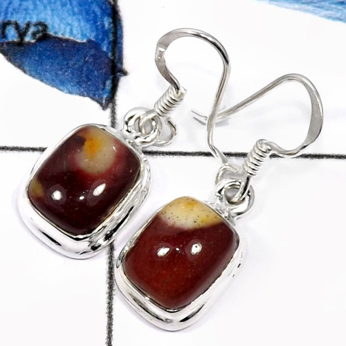 Mookaite E - SPE765-Exclusive Mookaite Gemstone Handmade Plain Earrings 925 Sterling Silver