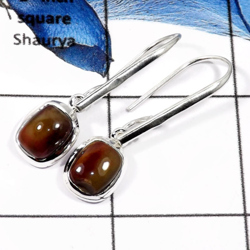 Mookaite G - SPE765-Exclusive Mookaite Gemstone Handmade Plain Earrings 925 Sterling Silver
