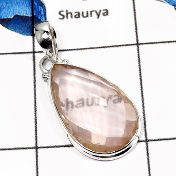 Rose Quartz F - SD461-Pretty Look Rose Quartz Checker Cut Designer Pendants 925 Sterling Silver Rose Quartz F - SD461-Pretty Look Rose Quartz Checker Cut Designer Pendants 925 Sterling Silver