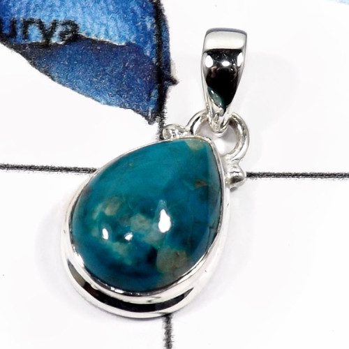 Crysocolla B - SD460-Natural Gemstone Crysocola Handmade Plain Pendants 925 Sterling Silver Crysocolla B - SD460-Natural Gemstone Crysocola Handmade Plain Pendants 925 Sterling Silver