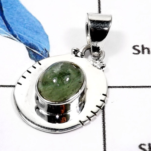 Tourmaline Cab B - SD452-Glorious Tourmaline Cabs Light  Weight Designer Pendants 925 Sterling Silver