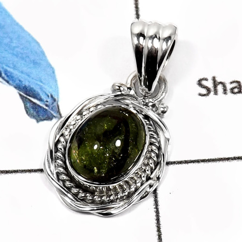 Tourmaline Cab I - SD452-Glorious Tourmaline Cabs Light  Weight Designer Pendants 925 Sterling Silver