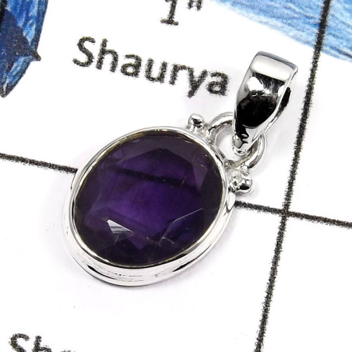 Amethyst Cut C - SD448-Marvellous Amethyst Cut Handmade Designer Pendants 925 Sterling Silver