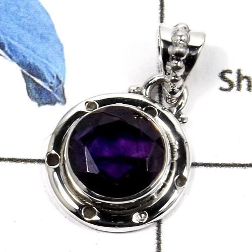 Amethyst Cut H - SD448-Marvellous Amethyst Cut Handmade Designer Pendants 925 Sterling Silver