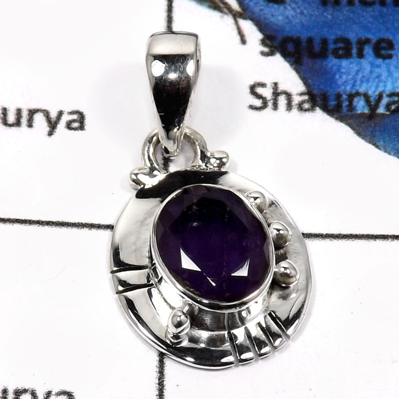 Amethyst Cut K - SD448-Marvellous Amethyst Cut Handmade Designer Pendants 925 Sterling Silver
