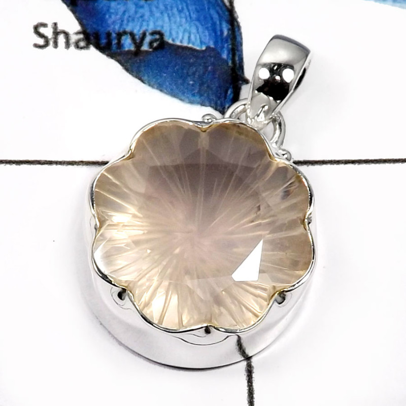 Flower Con Cav Cut A - ISP553-Attractive Flower Design Con Cav Cut Wholesale Pendants 925 Sterling Silver Flower Con Cav Cut A - ISP553-Attractive Flower Design Con Cav Cut Wholesale Pendants 925 Sterling Silver