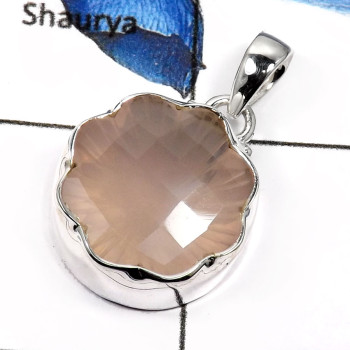 Flower Con Cav Cut D - ISP553-Attractive Flower Design Con Cav Cut Wholesale Pendants 925 Sterling Silver Flower Con Cav Cut D - ISP553-Attractive Flower Design Con Cav Cut Wholesale Pendants 925 Sterling Silver