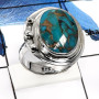 Mohave Blue Copper Turquoise A - SDR550-Natural Mohave Blue Copper Checker Cut Designer Rings 925 Sterling Silver