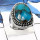 Mohave Blue Copper Turquoise B - SDR550-Natural Mohave Blue Copper Checker Cut Designer Rings 925 Sterling Silver