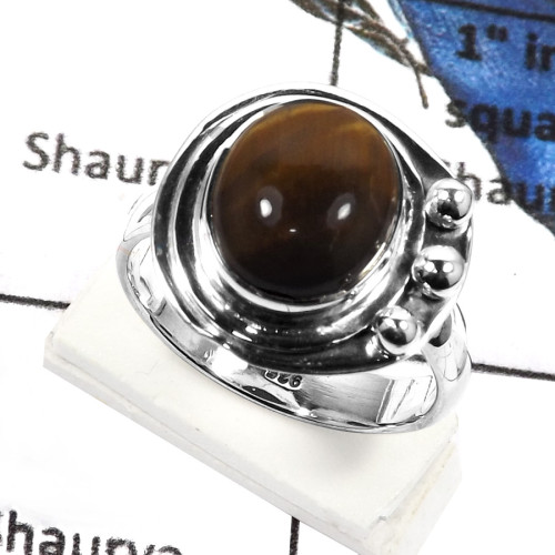 Tiger Eye B - SDR548-Exclusive Yellow Tiger Eye Handmade Wholesale Rings 925 Sterling Silver