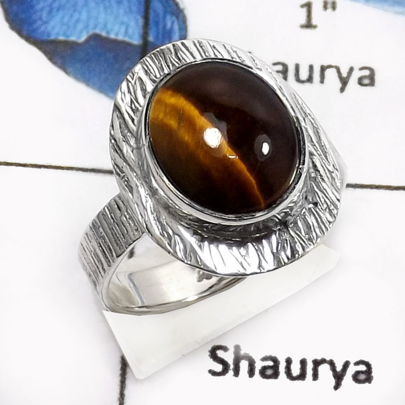 Tiger Eye C - SDR548-Exclusive Yellow Tiger Eye Handmade Wholesale Rings 925 Sterling Silver