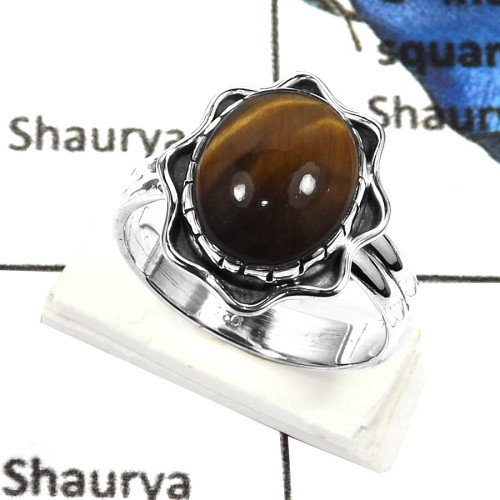 Tiger Eye E - SDR548-Exclusive Yellow Tiger Eye Handmade Wholesale Rings 925 Sterling Silver