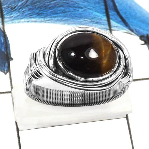 Tiger Eye F - SDR548-Exclusive Yellow Tiger Eye Handmade Wholesale Rings 925 Sterling Silver