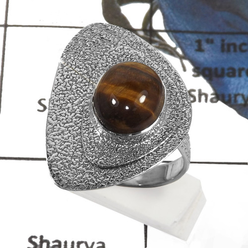 Tiger Eye G - SDR548-Exclusive Yellow Tiger Eye Handmade Wholesale Rings 925 Sterling Silver