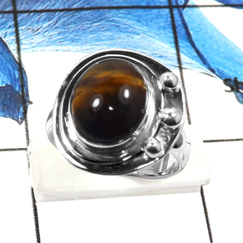 Tiger Eye K - SDR548-Exclusive Yellow Tiger Eye Handmade Wholesale Rings 925 Sterling Silver