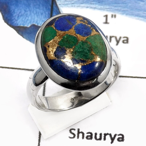 Moahave Copper Azurite D - SDR545-Natural Mohave Copper Azurite Designer Wholesale Rings 925 Sterling Silver