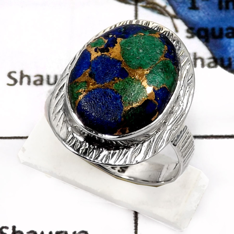 Moahave Copper Azurite E - SDR545-Natural Mohave Copper Azurite Designer Wholesale Rings 925 Sterling Silver