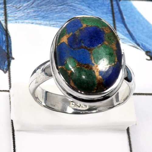 Moahave Copper Azurite G - SDR545-Natural Mohave Copper Azurite Designer Wholesale Rings 925 Sterling Silver