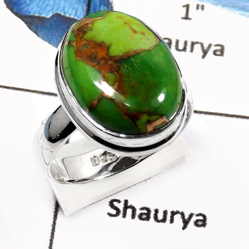 Green Copper Turquoise B - SDR544-Eye Catching Green Copper Turquoise Designer Rings 925 Sterling Silver