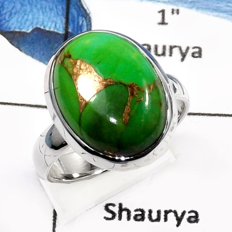 Green Copper Turquoise F - SDR544-Eye Catching Green Copper Turquoise Designer Rings 925 Sterling Silver Green Copper Turquoise F - SDR544-Eye Catching Green Copper Turquoise Designer Rings 925 Sterling Silver
