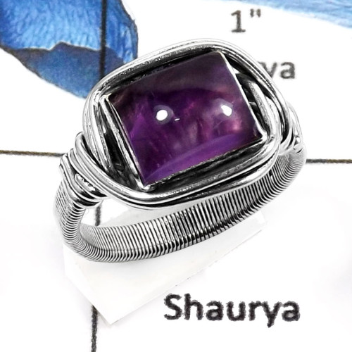 Amethyst Cab C - SDR541-Exclusive Gemstone Amethyst Cab Designer Rings 925 Sterling Silver