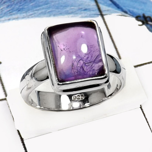Amethyst Cab D - SDR541-Exclusive Gemstone Amethyst Cab Designer Rings 925 Sterling Silver