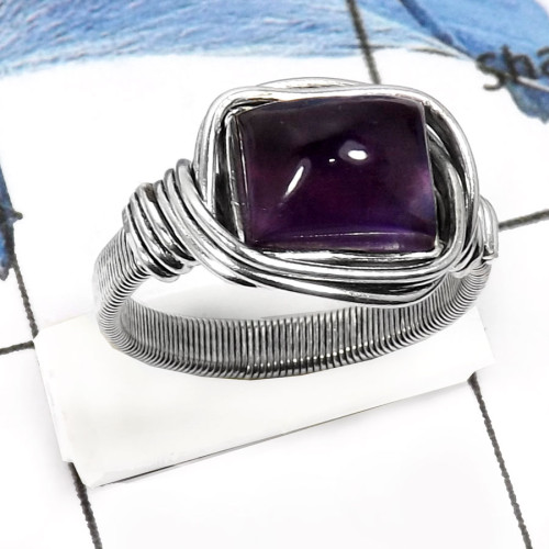 Amethyst Cab E - SDR541-Exclusive Gemstone Amethyst Cab Designer Rings 925 Sterling Silver