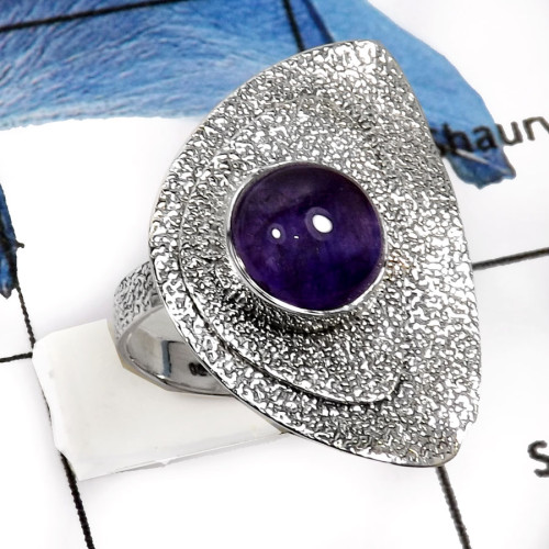 Amethyst Cab k - SDR541-Exclusive Gemstone Amethyst Cab Designer Rings 925 Sterling Silver