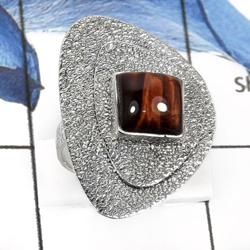 Iron Tiger Eye B - SDR539-Amazing Iron Tiger Eye Handmade Designer Rings 925 Sterling Silver