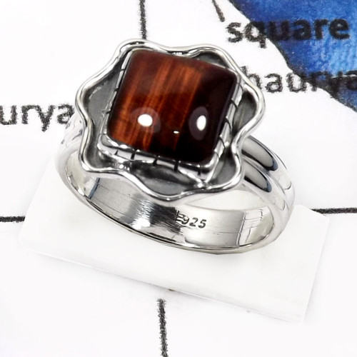 Iron Tiger Eye D - SDR539-Amazing Iron Tiger Eye Handmade Designer Rings 925 Sterling Silver