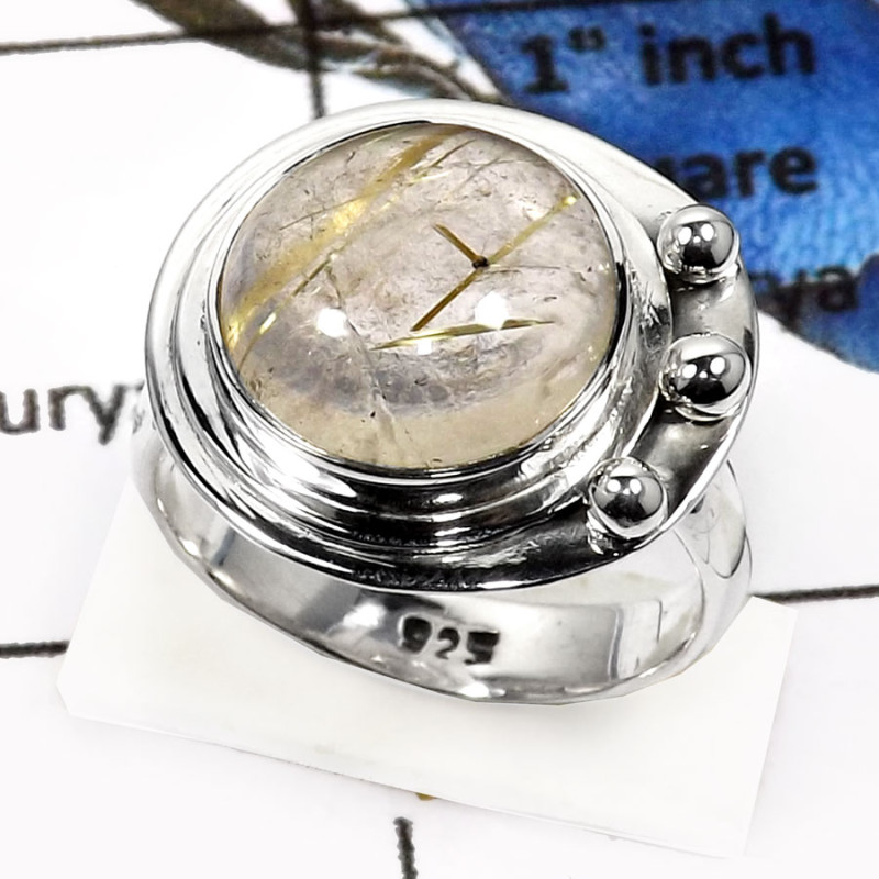 Golden Rutile A - SDR538-Natural Golden Rutile Handmade Fashionable Rings 925 Sterling Silver Golden Rutile A - SDR538-Natural Golden Rutile Handmade Fashionable Rings 925 Sterling Silver