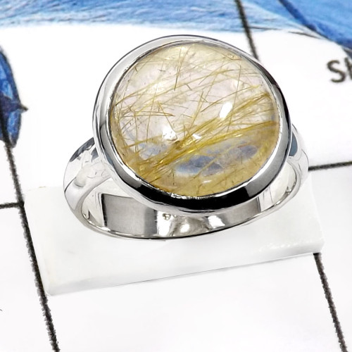 Golden Rutile C - SDR538-Natural Golden Rutile Handmade Fashionable Rings 925 Sterling Silver Golden Rutile C - SDR538-Natural Golden Rutile Handmade Fashionable Rings 925 Sterling Silver