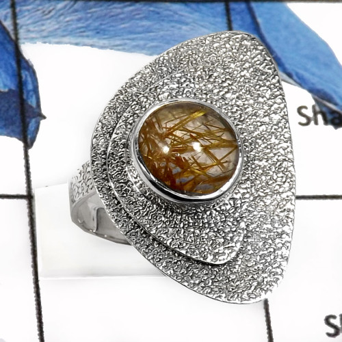 Golden Rutile D - SDR538-Natural Golden Rutile Handmade Fashionable Rings 925 Sterling Silver Golden Rutile D - SDR538-Natural Golden Rutile Handmade Fashionable Rings 925 Sterling Silver