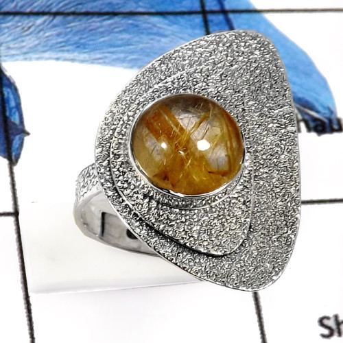Golden Rutile G - SDR538-Natural Golden Rutile Handmade Fashionable Rings 925 Sterling Silver Golden Rutile G - SDR538-Natural Golden Rutile Handmade Fashionable Rings 925 Sterling Silver