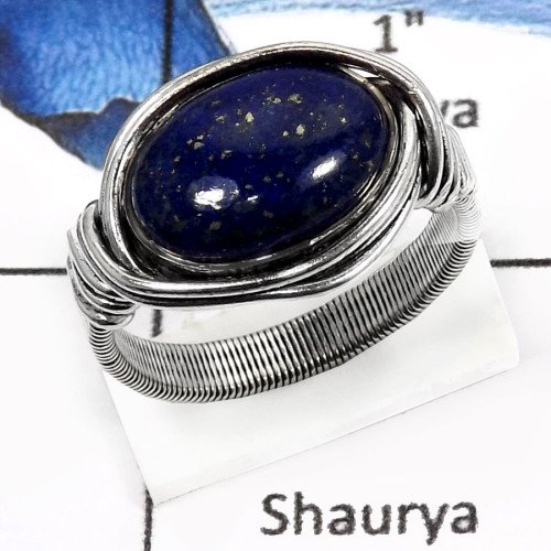 Lapis Lazuli B - SDR537-Attracting Lapis Lazuli Party Special Designer Rings 925 Sterling Silver