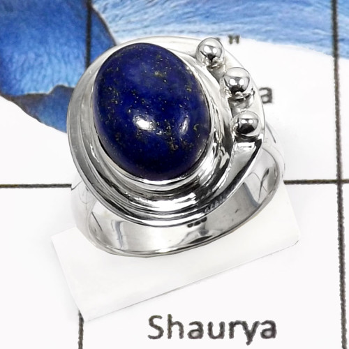 Lapis Lazuli D - SDR537-Attracting Lapis Lazuli Party Special Designer Rings 925 Sterling Silver