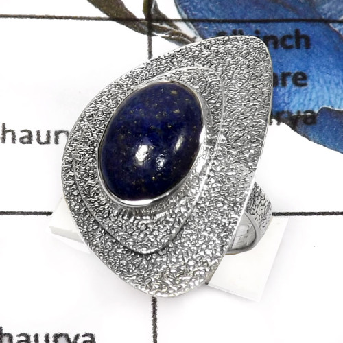 Lapis Lazuli F - SDR537-Attracting Lapis Lazuli Party Special Designer Rings 925 Sterling Silver