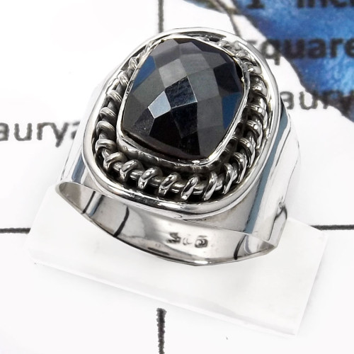 Hematite Cut I - SDR536-Exclusive Checker Cut Hematite Designer Rings 925 Sterling Silver Hematite Cut I - SDR536-Exclusive Checker Cut Hematite Designer Rings 925 Sterling Silver