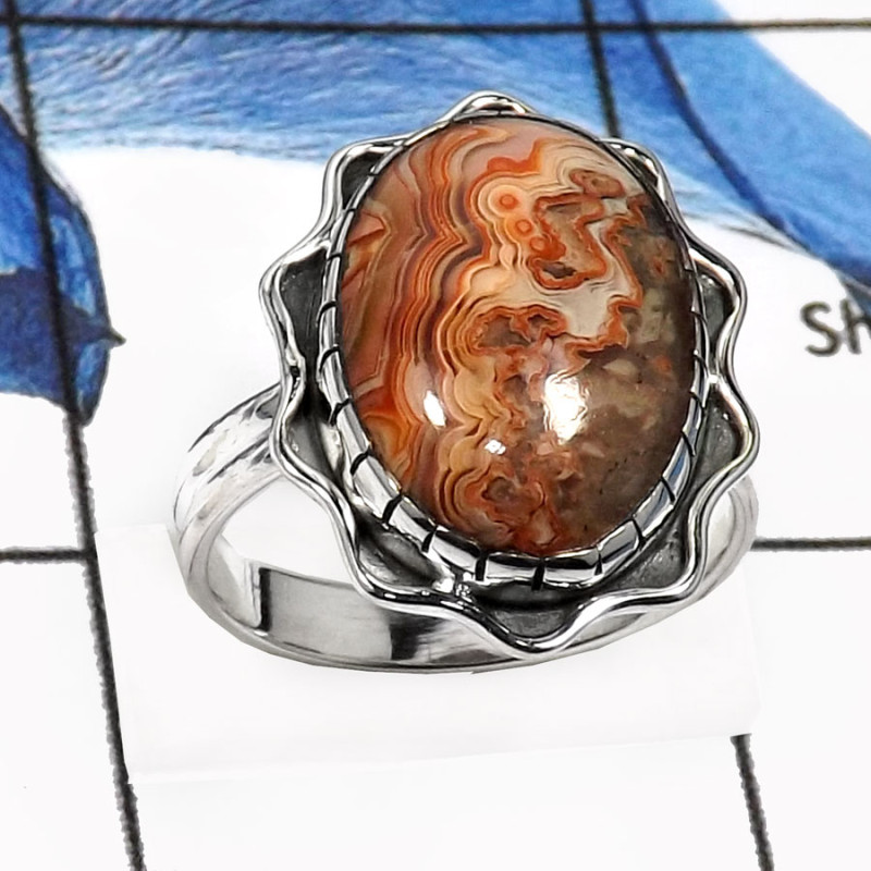 Crazy Lace Agate O - SDR532-Beautiful Crazy Lace Agate Handmade Designer Rings 925 Sterling Silver