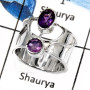 Amethyst Cut A - SDR527-Natural Cut Gemstones Handmade Designer Fashion Rings 925 Sterling Silver